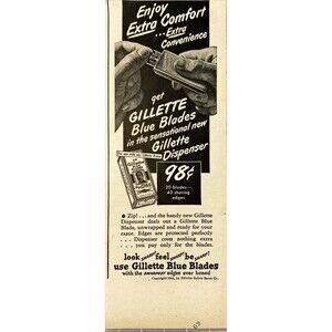 Gillette Blue Blades "in the new Gillette Dispenser" Vintage Print Ad 1948